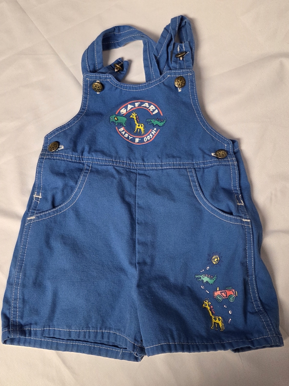 Vintage OshKosh B'gosh Blue Safari Shortalls Size 18M